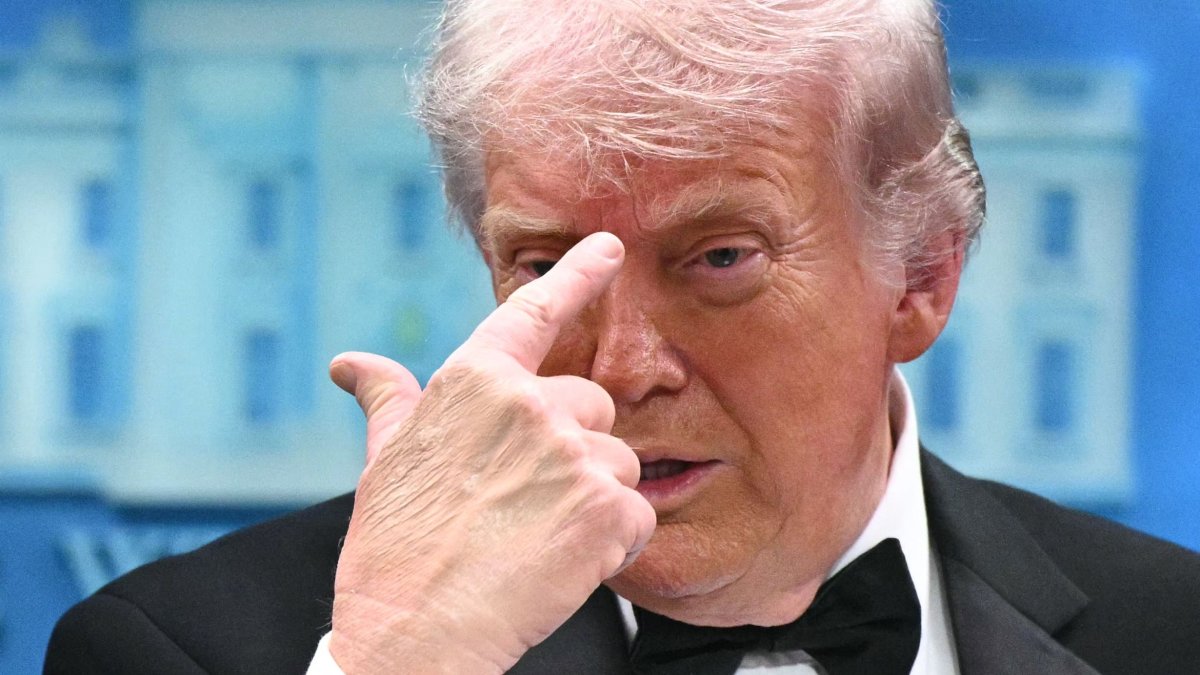 U.S. President Donald Trump gestures as he speaks during a press briefing in the Brady Briefing Room shortly after a shooting incident at the White House Correspondents’ Dinner, at the White House, Washington, DC, U.S., April 25, 2026. (AFP Photo)