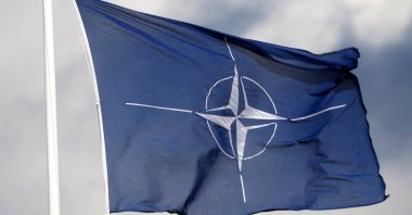 A NATO flag flutters at the Tapa military base, Estonia, April 30, 2023. (Reuters Photo)