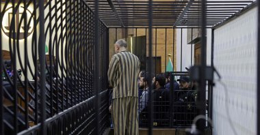 Former head of political security in south Syria's Daraa province, Atif Najib attends the first trial session at the Palace of Justice, Damascus, Syria, April 26, 2026. (AFP Photo)