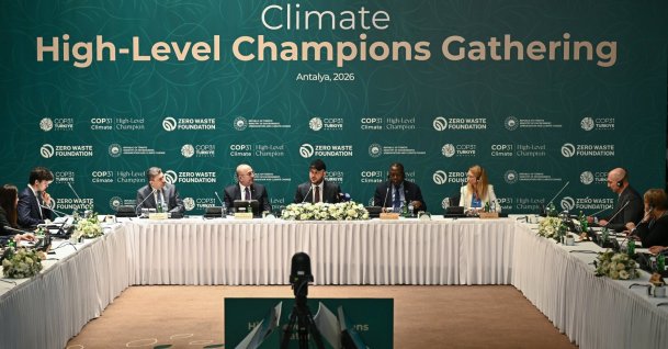 Officials attend the COP31 High-Level Climate Champions Meeting on zero waste and sustainability, Antalya, Türkiye, April 19, 2026. (AA Photo)