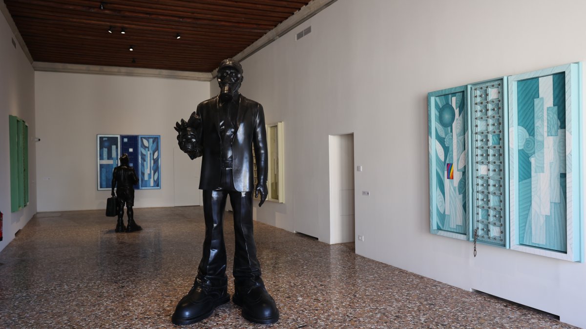 A general view of Ahmet Güneştekin's "Silence" exhibition at the Venice Biennale, Venice, Italy, April 25, 2026. (Photo by Funda Karayel)