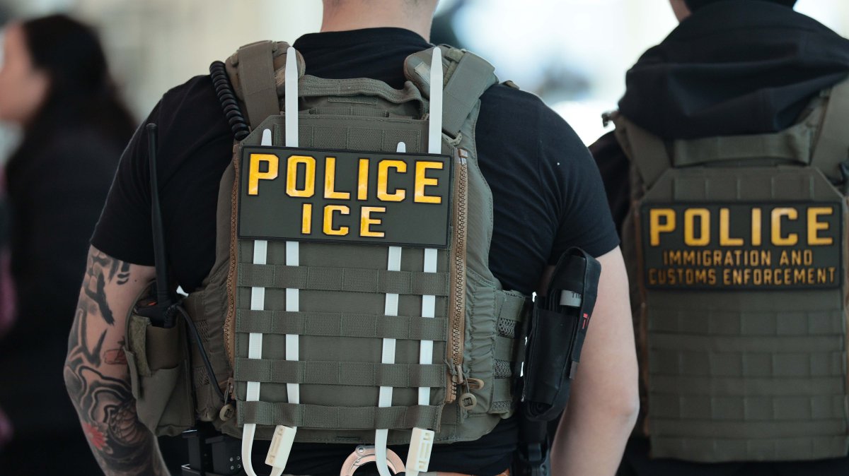 Immigration and Customs Enforcement (ICE) agents patrol Terminal C at LaGuardia Airport,  in New York, March 24, 2026. (Getty Images)