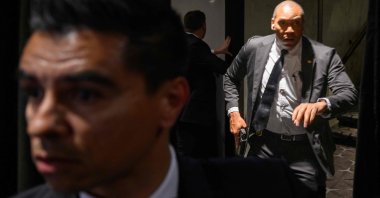 Agents draw their guns after loud bangs were heard during the White House Correspondents' dinner at the Washington Hilton in Washington, D.C., U.S., April 25, 2026. (AFP Photo)
