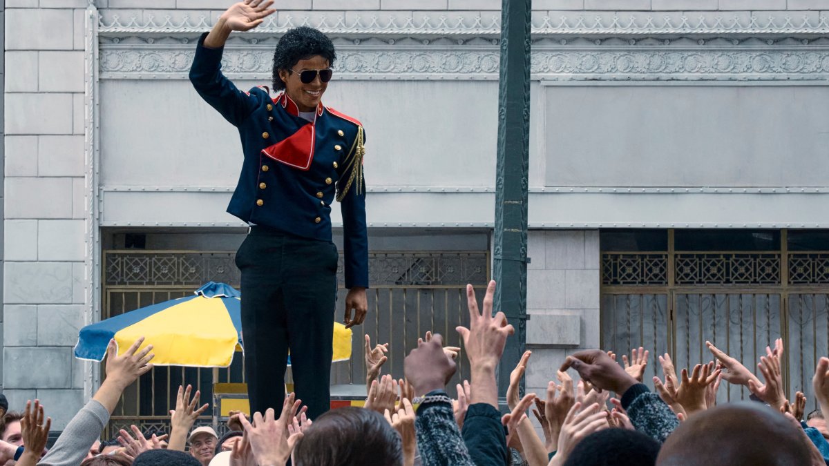 This image released by Lionsgate shows Jaafar Jackson as Michael Jackson in a scene from "Michael." (AP Photo)