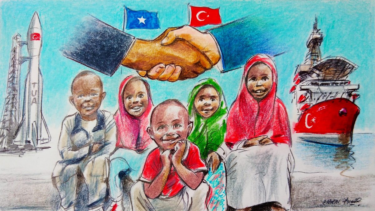 "As progress in counterterrorism continues, the sound of explosions that once became commonplace in many parts of Somalia, especially in Mogadishu, has been replaced by the voices of children, perhaps the most striking symbol of this transformation." (Illustration by Erhan Yalvaç)