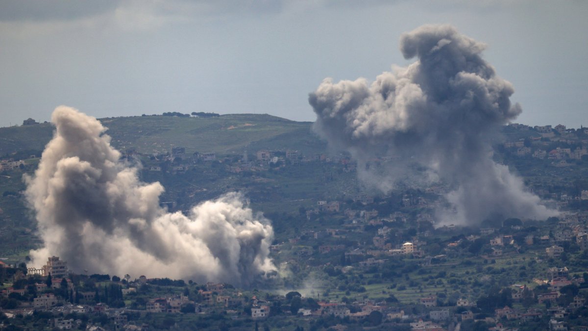 Smoke rises following explosions in southern Lebanon, near the Israel-Lebanon border, as seen from northern Israel, April 28, 2026. REUTERS/Shir Torem 