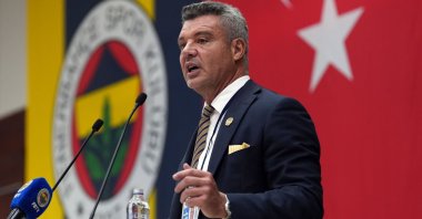 Fenerbahçe President Sadettin Saran speaks to the media in Istanbul, Türkiye, April 28, 2026. (IHA Photo)