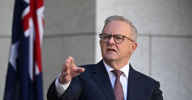 Australian Prime Minister Anthony Albanese speaks to the media during a press conference at Parliament, Canberra, Australia, April 28, 2026. (EPA Photo)