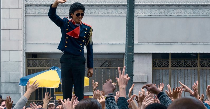 This image released by Lionsgate shows Jaafar Jackson as Michael Jackson in a scene from "Michael." (AP Photo)