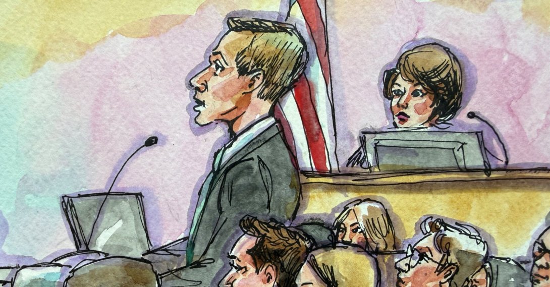 In a courtroom sketch, OpenAI's attorney William Savitt makes opening statements as Elon Musk attends court for his lawsuit over OpenAI for-profit conversion at a federal courthouse in Oakland, California, U.S., April 28, 2026. (Reuters Photo)