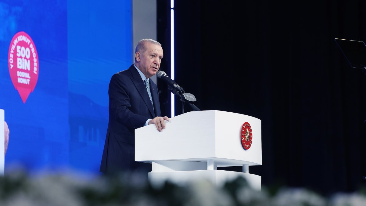President Recep Tayyip Erdoğan addresses an event, Istanbul, Türkiye, April 25, 2026. (DHA Photo)