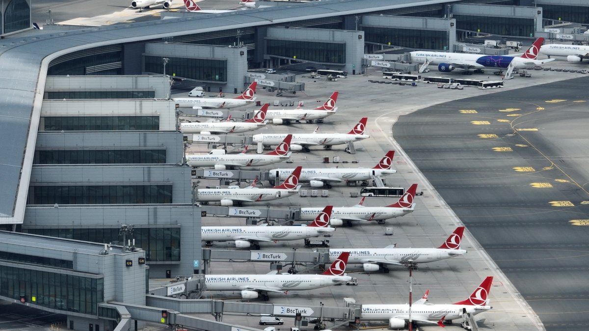 An aerial view of aircraft at Istanbul Airport, Istanbul, Türkiye, March 12, 2025. (Shutterstock Photo)
