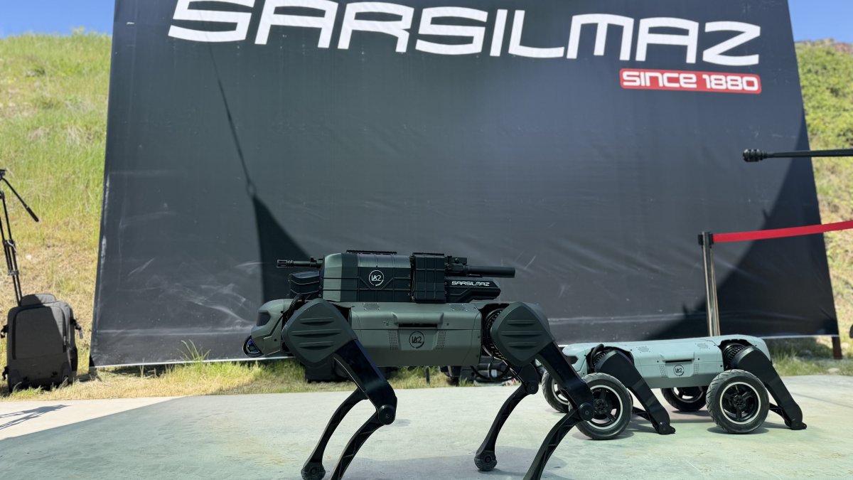 A general view of the new version of the armed robot SARBOT, developed by Turkish defense company Sarsılmaz, Düzce, northwestern Türkiye, April 29, 2026. (IHA Photo)