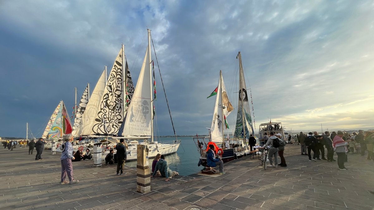 The Global Sumud Flotilla is preparing to set sail for Gaza as a number of boats are on their way from Spain to form an expanded unified fleet, in Syracuse, Italy, Thursday, April 23, 2026. (AP File Photo)