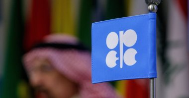 Saudi Arabia's Investment Minister Khalid al-Falih is seen behind an OPEC logo during a news conference at the headquarters of OPEC, Vienna, Austria, Nov. 30, 2017. (EPA Photo)