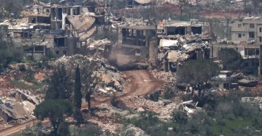Israeli tanks maneuver inside southern Lebanon, as seen from the upper Galilee on the Israel-Lebanon border, April 29, 2026. (EPA Photo)