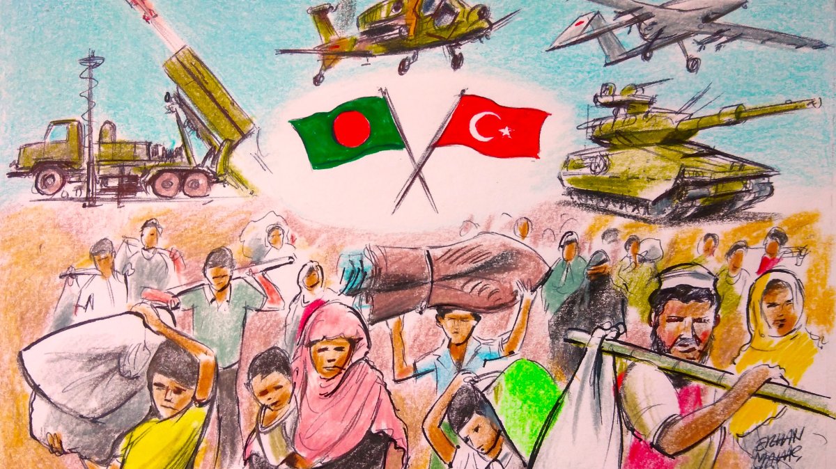 "For Bangladesh, closer ties with Türkiye offer a way to diversify its external relations while maintaining regional stability. For Türkiye, Bangladesh offers access to a large and growing economy, a key geographic position, and a partner that is actively redefining its role in the region." (Illustration by Erhan Yalvaç)