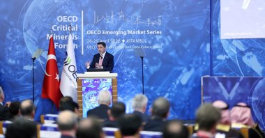 Energy and Natural Resources Minister Alparslan Bayraktar speaks during the OECD Critical Minerals Forum as part of the OECD Emerging Market Series, Istanbul, Türkiye, April 28, 2026. (AA Photo)