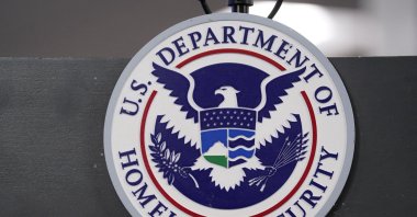 The U.S. Department of Homeland Security seal is displayed at the FEMA National Response Coordination Center in Washington, D.C., U.S., Jan. 24, 2026. (Reuters File Photo)