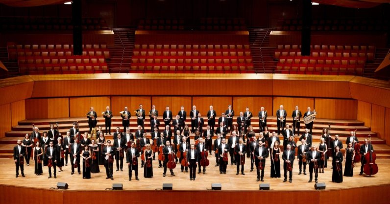 Musicians are seen on stage at the Accademia di Santa Cecilia, Rome, Italy. (Photo courtesy of ANSC©MUSA)
