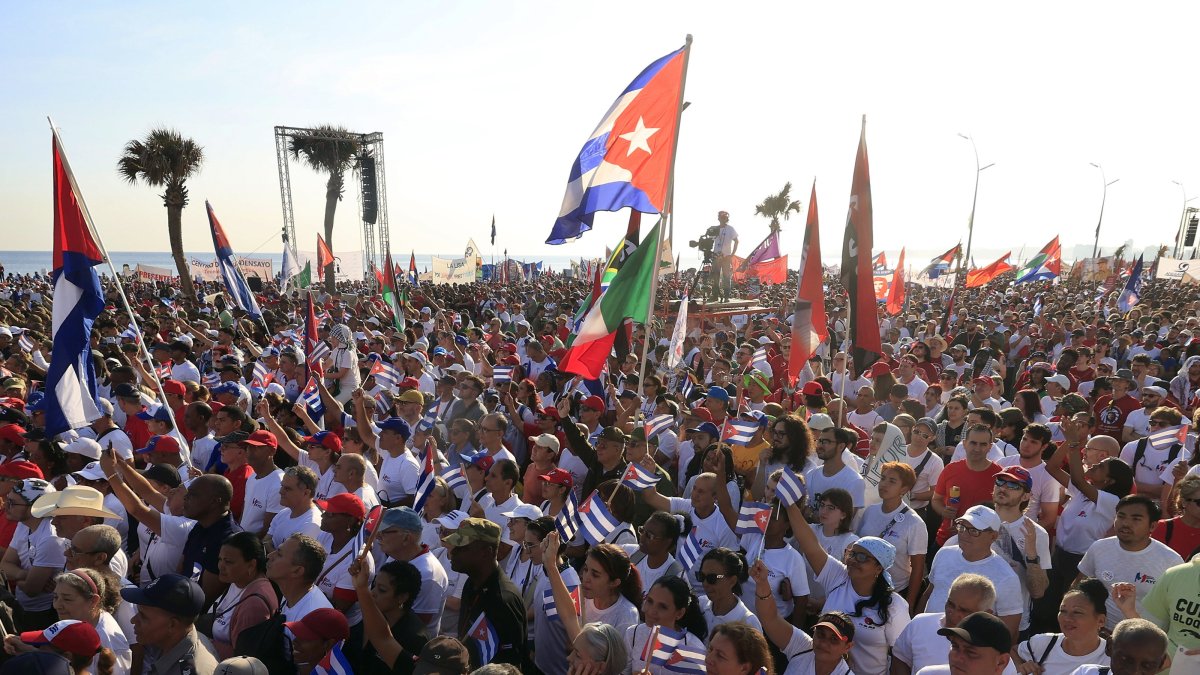 People attend the International Labor Day commemoration in Havana, Cuba, May 1, 2026. (EPA Photo)