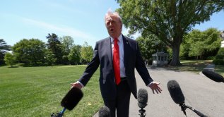 U.S. President Donald Trump speaks to reporters as he departs the White House in Washington, D.C., U.S., May 1, 2026. (Reuters Photo)