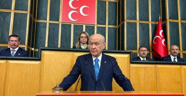 Nationalist Movement Party (MHP) Chair Devlet Bahçeli speaks at his party's parliamentary meeting, Ankara, Türkiye, April 28, 2026. (DHA Photo)