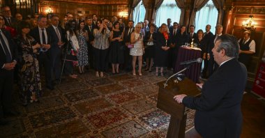 Turkish Ambassador to the U.S. Sedat Önal speaks at an event at the Turkish embassy, Washington, U.S., May 1, 2026. (AA Photo)