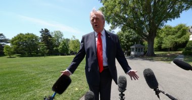 U.S. President Donald Trump speaks to reporters as he departs the White House in Washington, D.C., U.S., May 1, 2026. (Reuters Photo)