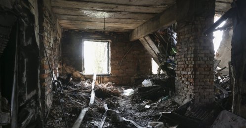 Damage inside a building following a Russian strike on a residential area amid the Russian invasion, Odesa, Ukraine, April 30, 2026. (EPA Photo)