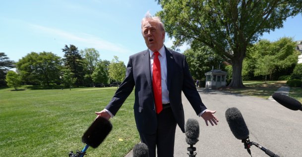 U.S. President Donald Trump speaks to reporters as he departs the White House in Washington, D.C., U.S., May 1, 2026. (Reuters Photo)