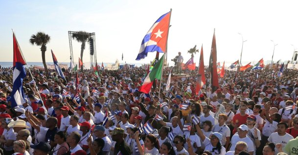 People attend the International Labor Day commemoration in Havana, Cuba, May 1, 2026. (EPA Photo)