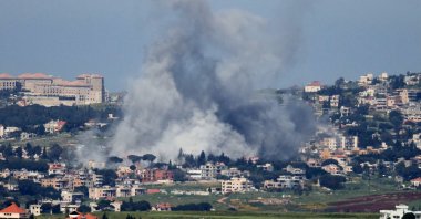 Smoke rises from the site of an Israeli airstrike that targeted the southern village of Mayfadoun in the Nabatieh district, Lebanon, May 2, 2026. (AFP Photo)