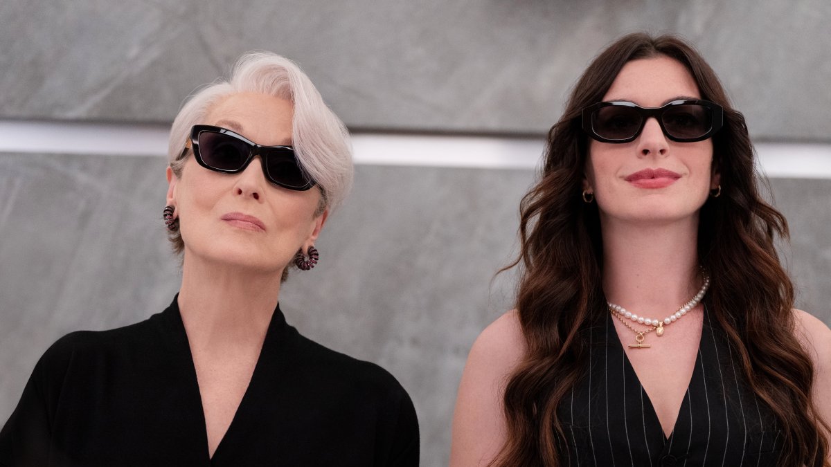 This image released by 20th Century Studios shows Meryl Streep (L) and Anne Hathaway in a scene from "The Devil Wears Prada 2."  (AP Photo)