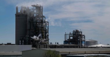 A photo shows the urea production facility (L) at the SKW Piesteritz agro-chemical plant in Piesteritz near Wittenberg, Germany, April 9, 2026. (AFP Photo)