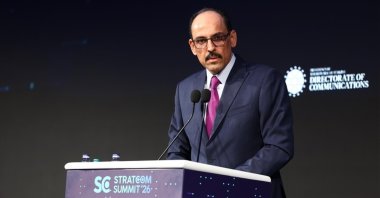 Ibrahim Kalın, the director of the Turkish Intelligence Organization (MIT), delivers a speech at the International Strategic Communication Summit (Stratcom) 2026, organized by the Presidency's Directorate of Communications, Istanbul, Türkiye, March 28, 2026. (AA Photo)