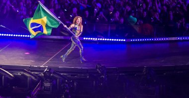 Colombian singer Shakira performs during a free concert at Copacabana beach, Rio de Janeiro, Brazil, May 2, 2026. (AFP Photo)