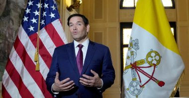Secretary of State Marco Rubio, speaks to the media during a meeting with President of the Conference of Italian Bishops, Cardinal Matteo Zuppi at the U.S. Embassy to the Holy See in Rome, Italy, May 17, 2025. (Reuters Photo)