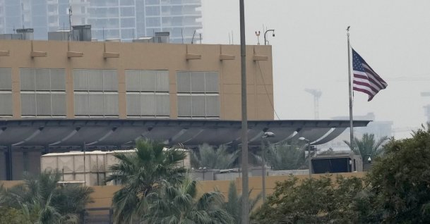 A general view of the United States Embassy compound after a reported missile strike, in Baghdad, Iraq, March 14, 2026. (EPA Photo)