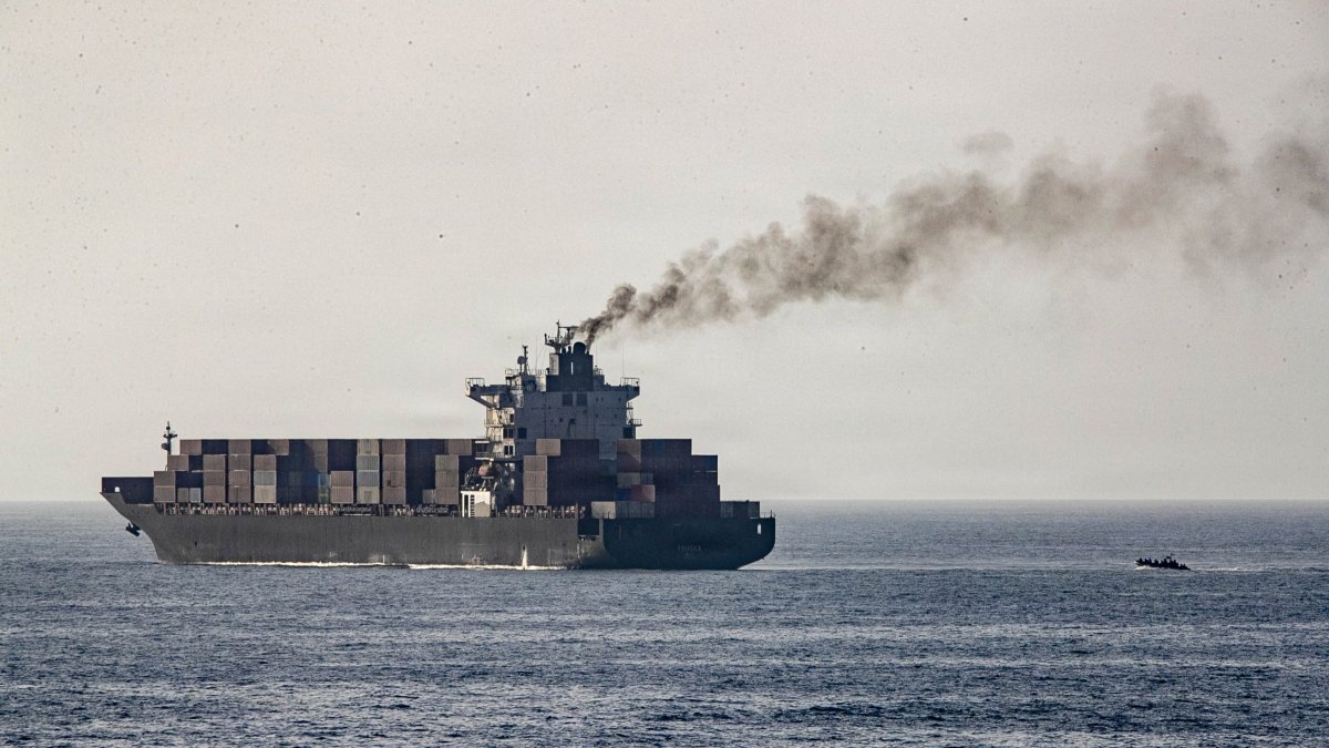 U.S. forces patrol the Arabian Sea near the Touska, an Iranian-flagged cargo ship, on April 20, 2026. (AFP Photo)