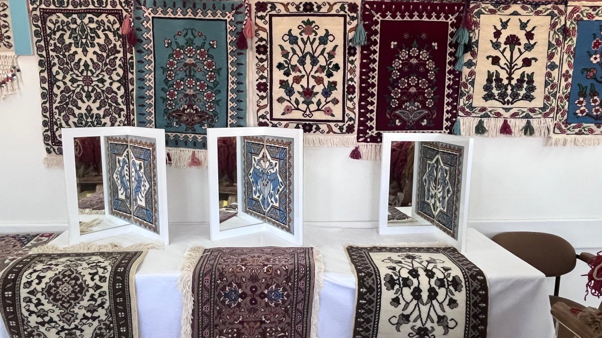 Woven carpets are on display in Bünyan’s carpet-weaving tradition, Kayseri, central Türkiye, April 30, 2026. (AA Photo)