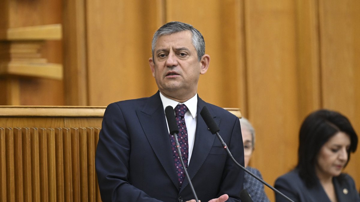 CHP Chair Özgür Özel speaks at the parliamentary group meeting of his party, Ankara, Türkiye, April 28, 2026. (AA Photo)