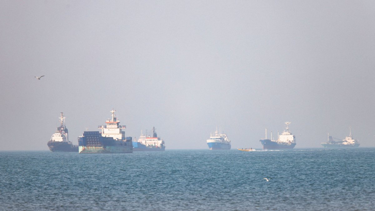 Vessels in the Strait of Hormuz near Bandar Abbas, Iran, May 4, 2026. (West Asia News Agency via Reuters) 