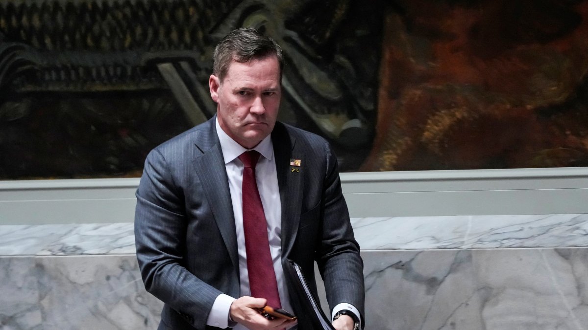 U.S. Ambassador to the United Nations Mike Waltz leaves the chamber during a Security Council meeting on maritime safety at U.N. headquarters in New York City, U.S., April 27, 2026. (Reuters Photo)