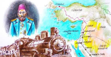 "Originally commissioned by Abdulhamid II, the Hejaz Railway stood as one of the Ottoman Empire’s flagship infrastructure projects of the early 20th century." (Illustration by Erhan Yalvaç)