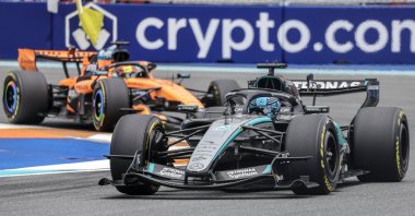Mercedes driver George Russell of Britain competes in the Formula One Miami Grand Prix at the Miami International Autodrome, Miami Gardens, U.S., May 3, 2026. (EPA Photo)