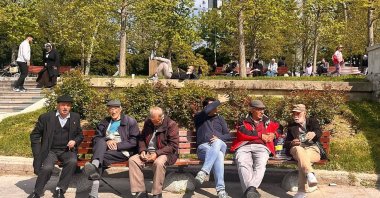 Mostly elderly citizens spending leisure time in a park, Istanbul, Türkiye, April 23, 2026. (Getty Images Photo)