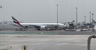 An Emirates airplane at Dubai International Airport, amid the U.S.-Israeli conflict with Iran, Dubai, United Arab Emirates (UAE), March 8, 2026. (Reuters Photo)