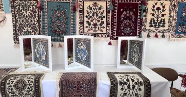 Woven carpets are on display in Bünyan’s carpet-weaving tradition, Kayseri, central Türkiye, April 30, 2026. (AA Photo)