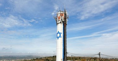A telephone communications tower with the Jewish Star of David is seen at the Gush Etzion settlement, occupied West Bank, Palestine, Dec. 2, 2018. (Getty Images Photo)